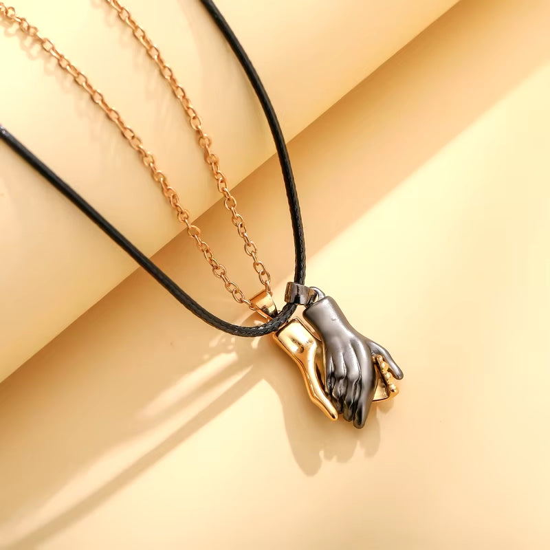 2Pcs/Set Hand Magnet Attracts Couple Necklace Rope Chain Pendant Jewelry Lover Gift for Women Men Wholesale